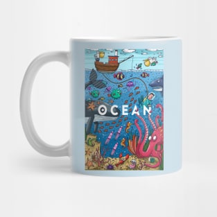 Ocean life colorful illustration Mug